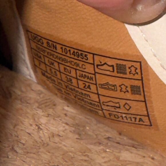 UGG Australia Amell Open Toe Canvas Lace-up Wedge Cream 1014955 Women's 7 - Picture 9 of 10